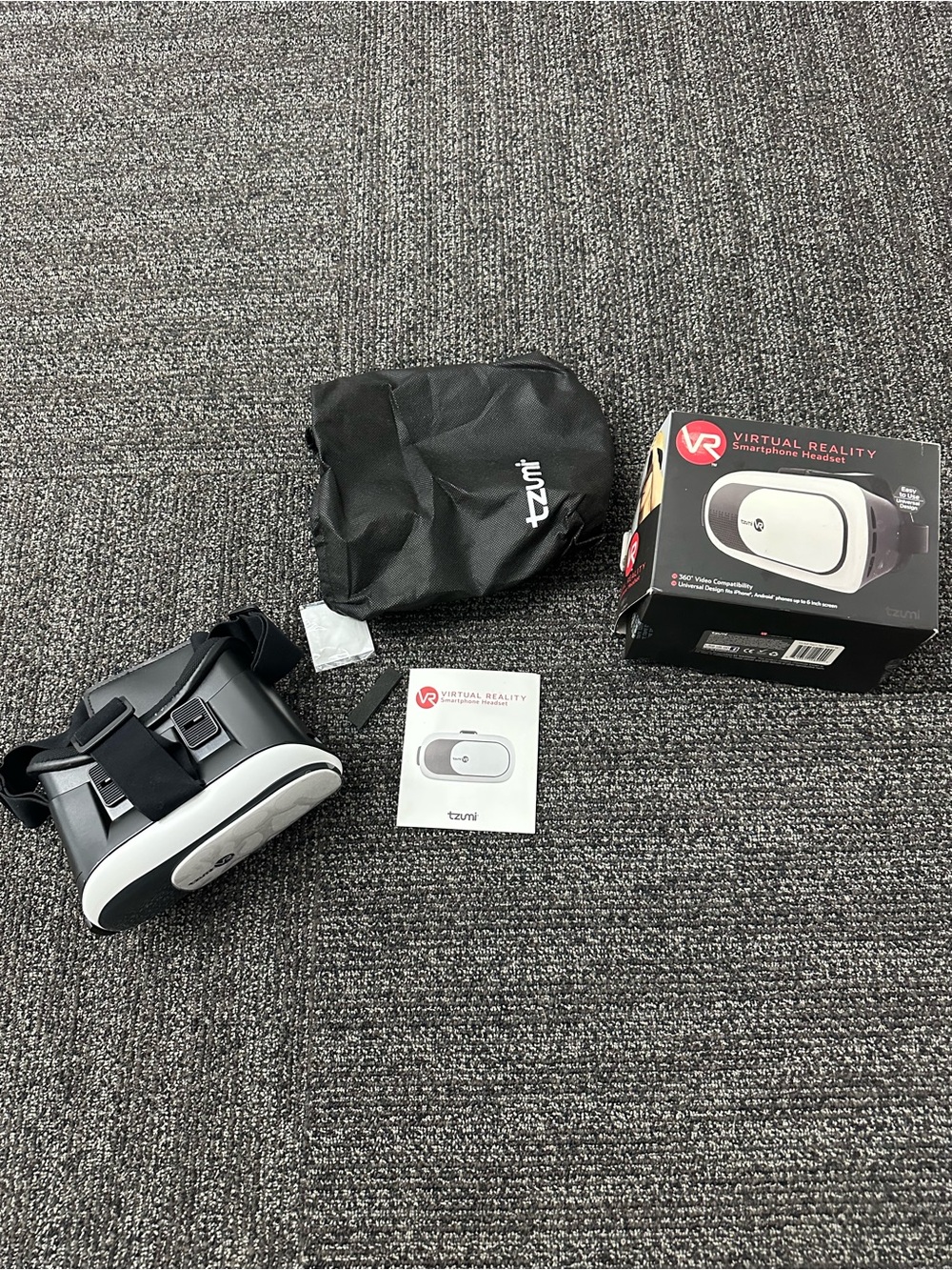 Tzumi Smartphone VR Headset 6 in Max, Adjustable Strap, Black/White